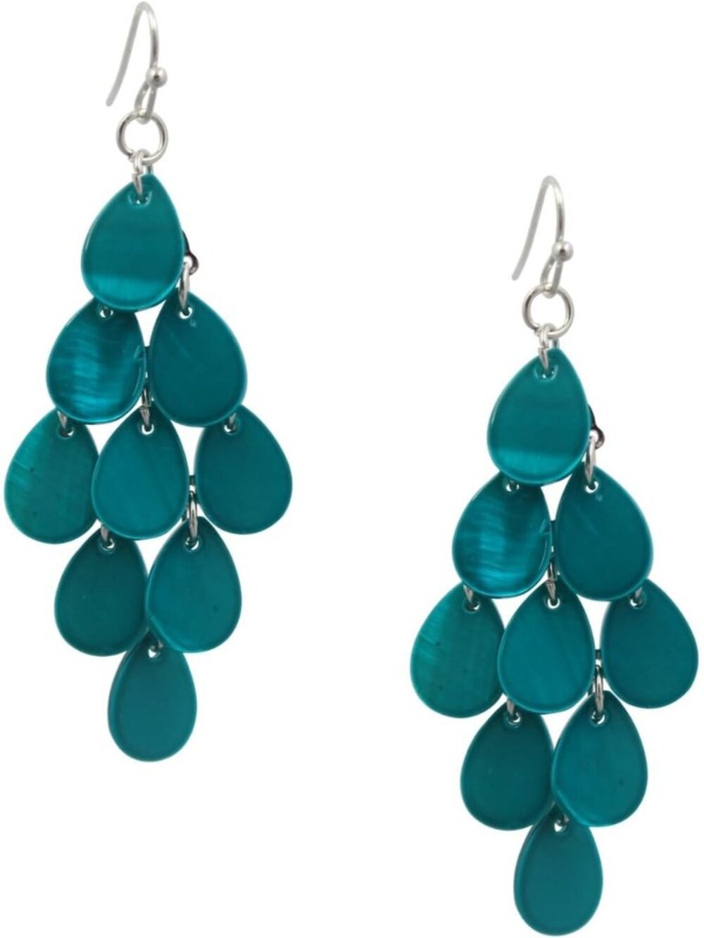 Women's Teal Green Rhombic Drop Statement Summer Beach Cluster Dangle Earring
